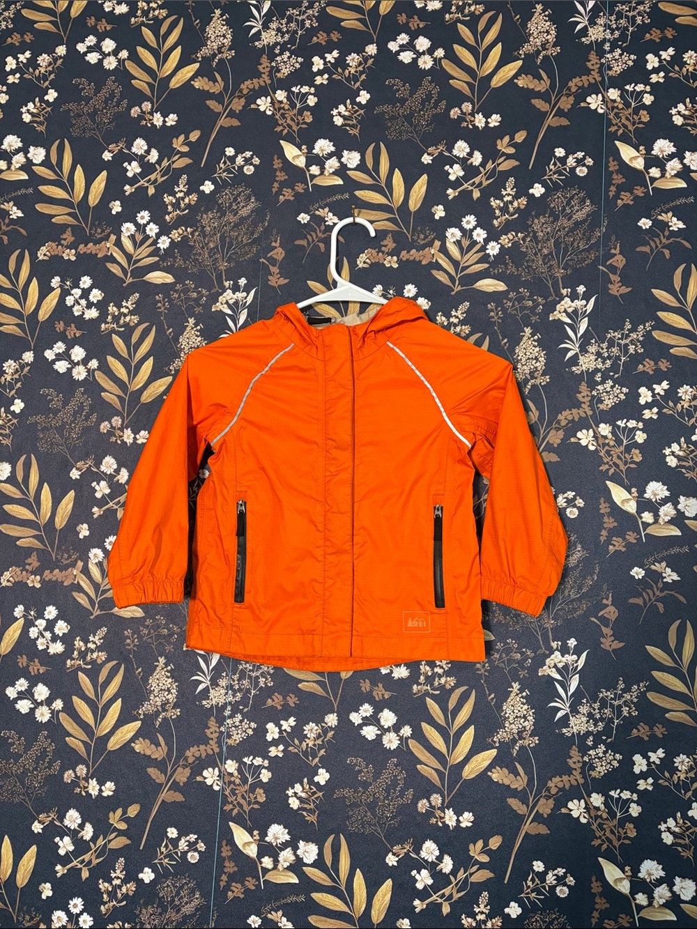 REI Bright Orange Kids' Hooded Rain Jacket